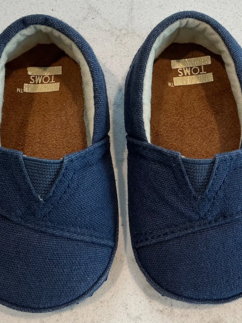 TOMS Booties Shoes Size 3 Navy Blue Canvas Baby Crib Alpargata